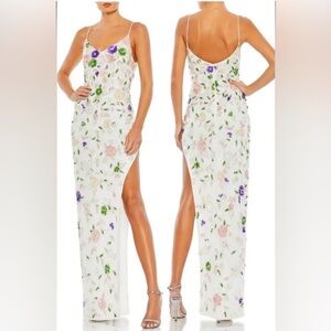 Mac Duggal Floral Embellished High Slit Sleeveless Gown 10893 Size 10 Dress NWT